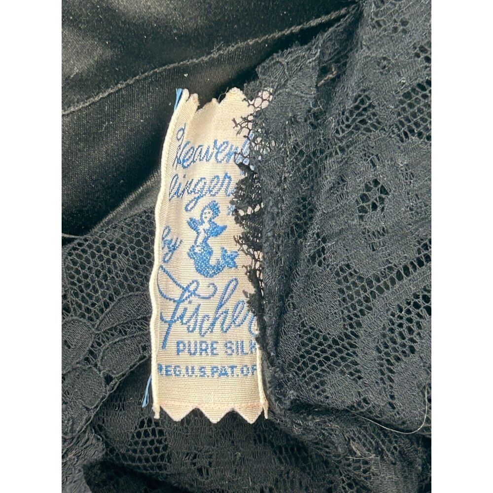 Vintage Heavenly Lingerie Fischer Silk Nightgown Slip Dress Lace Black M/L - Picture 6 of 6